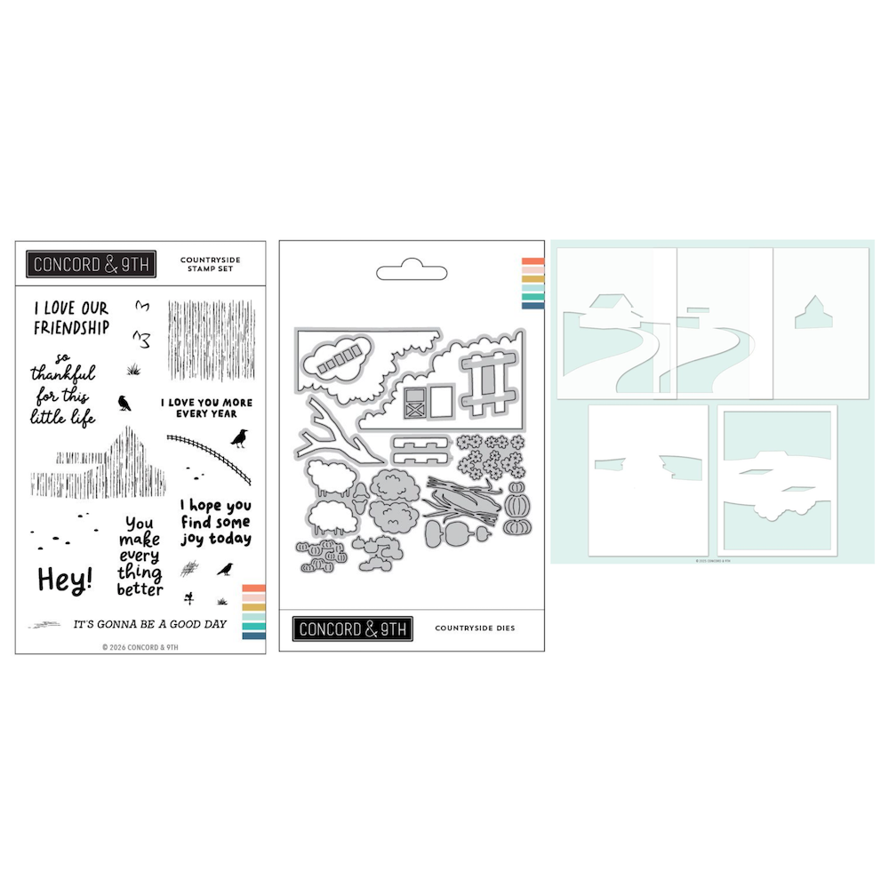 Concord & 9th Countryside Stamps Dies and Stencils Bundle