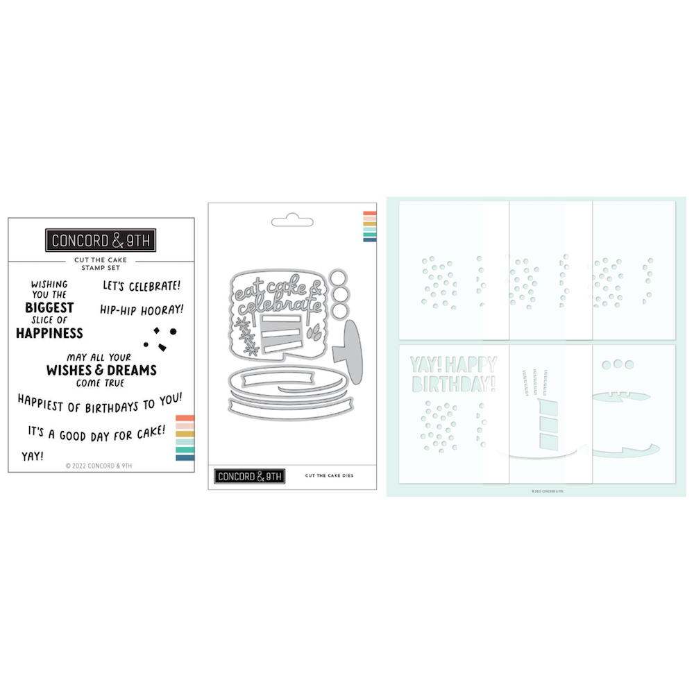 Concord & 9th Cut the Cake Stamp Stencil and Die Bundle