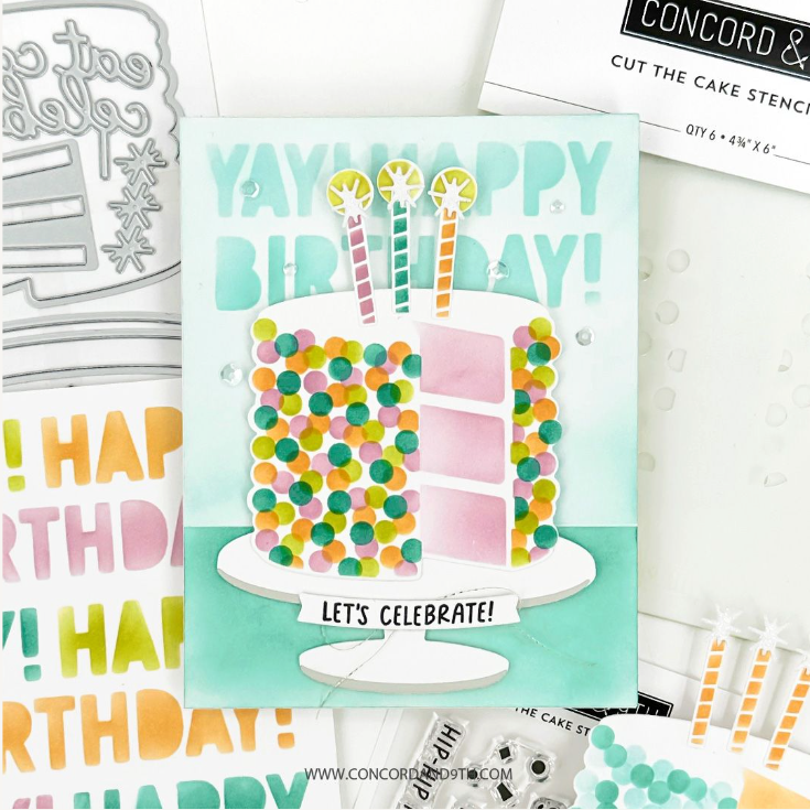 Concord & 9th Cut the Cake Stamp Stencil and Die Bundle