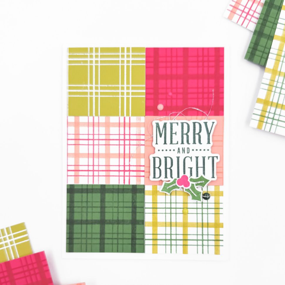Concord & 9th Everyday Plaid Background Stamp Set 13045 merry and bright