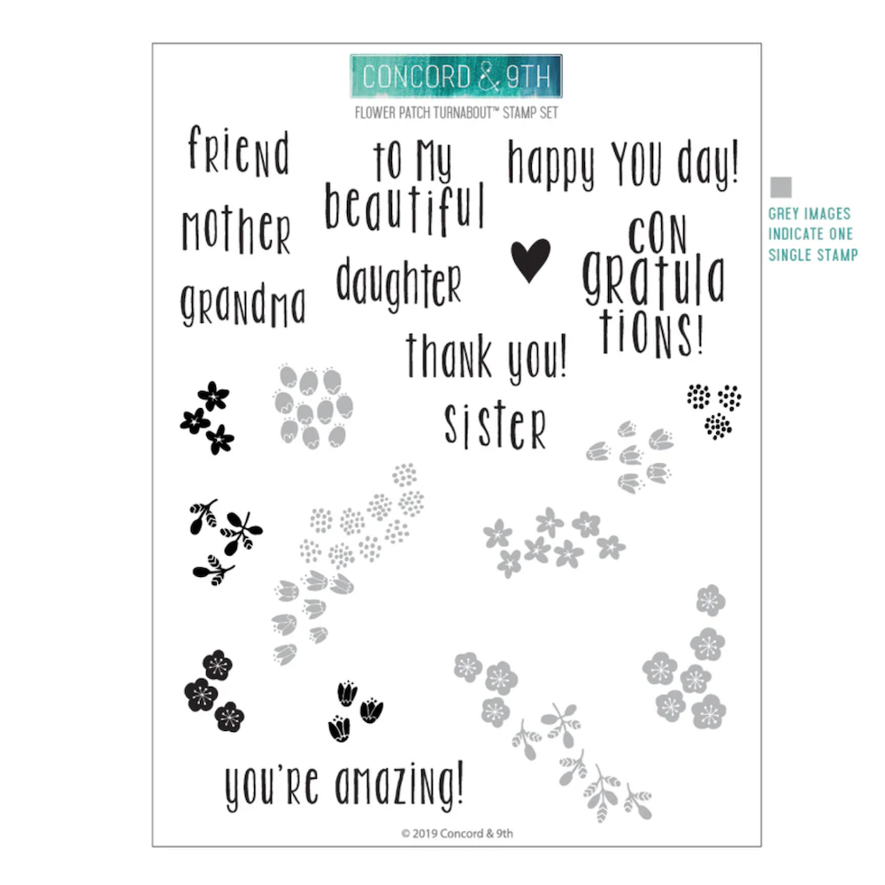 Concord & 9th FLOWER PATCH TURNABOUT Clear Stamp Set 10589