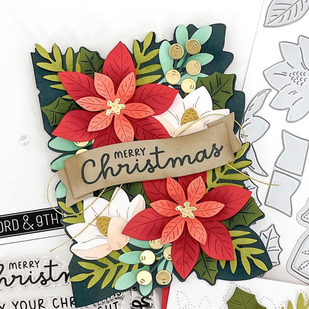Concord & 9th Festive Blooms Clear Stamp Set 12209 merry