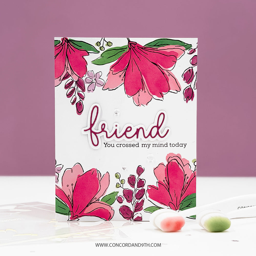 Concord & 9th Garden's Edge Stamps Dies and Stencils Bundle Friend You Crossed My Mind Today Card