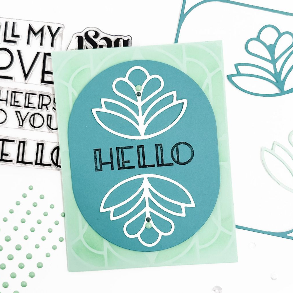 Concord & 9th Gilded Glass Stamps and Inlay Die Bundle hello