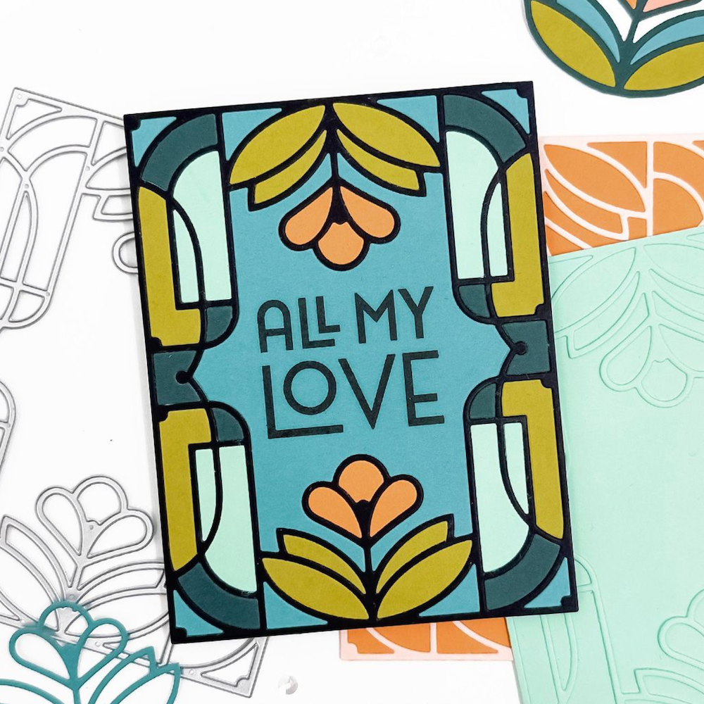Concord & 9th Gilded Glass Stamps and Inlay Die Bundle love