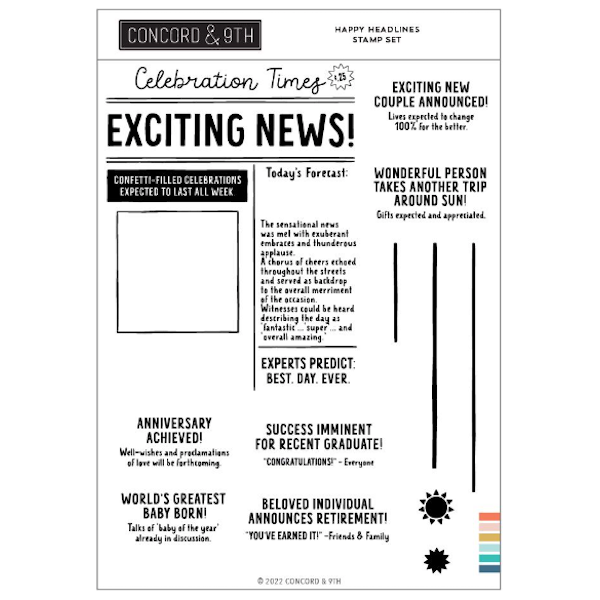 Concord & 9th Happy Headlines Stamp and Die Bundle