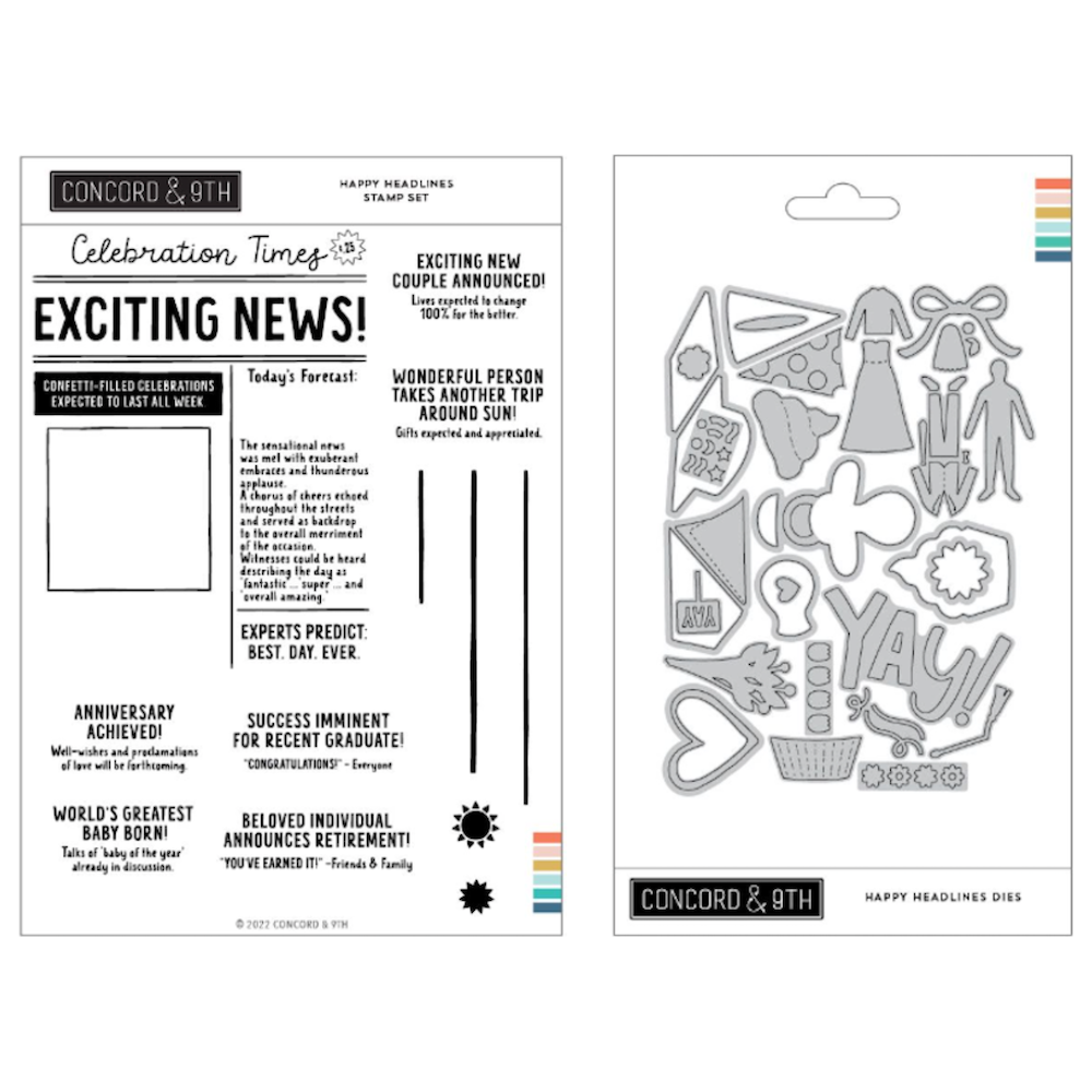 Concord & 9th Happy Headlines Stamp and Die Bundle