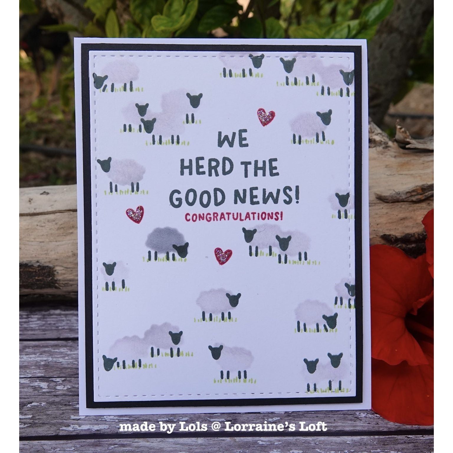 Concord & 9th Happy Herd Stencil 12794 sheep hearts grass we heard the good news card lorraine