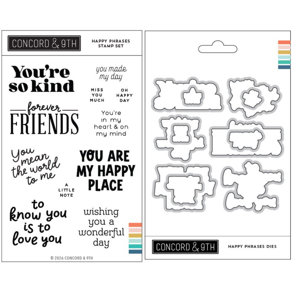 Concord & 9th Happy Phrases Stamps and Dies Bundle