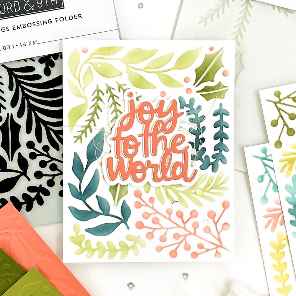 Concord & 9th Holiday Sprigs Embossing Folder 12219 joy