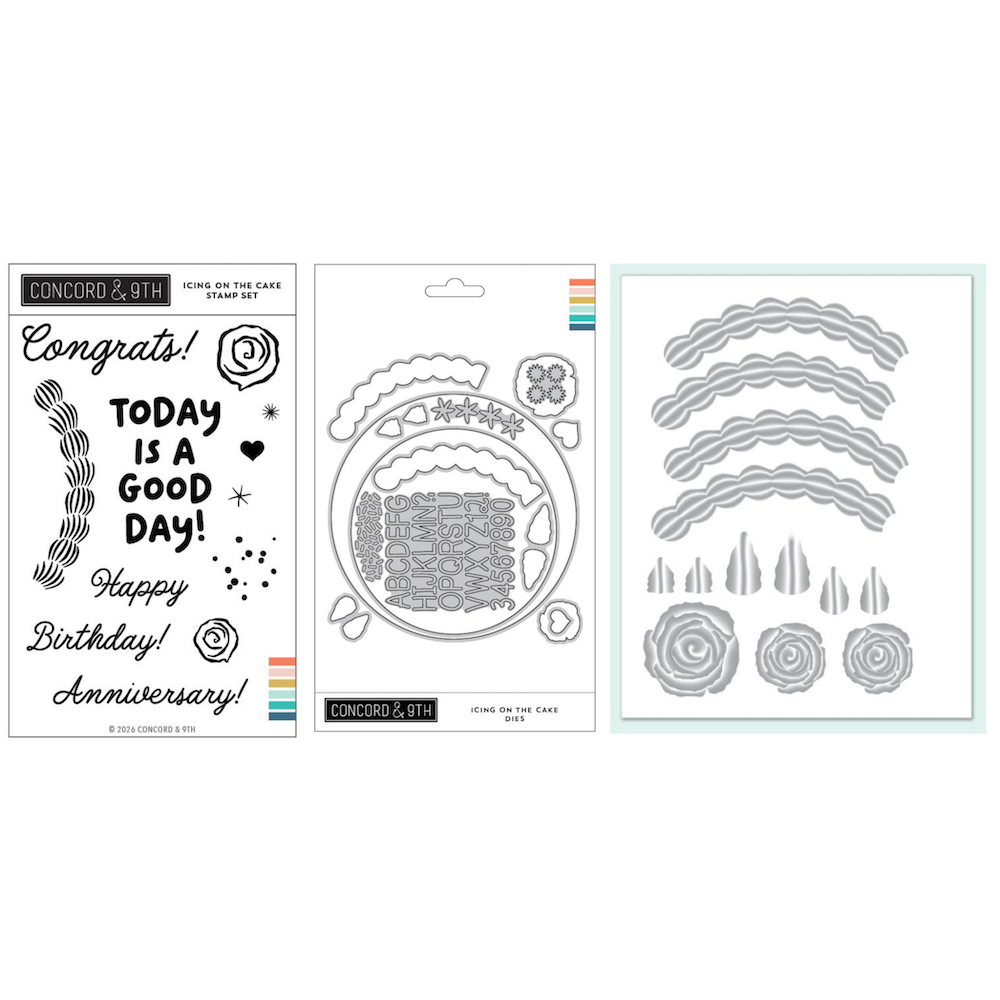 Concord & 9th Icing on the Cake Stamps Dies and Embossing Folder Bundle