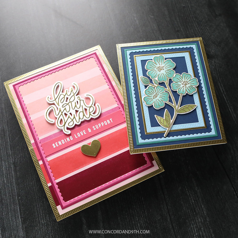 Concord & 9th Kristina Werner A2 and A7 Detailed Basics Dies Bundle Sending Love And Support Card