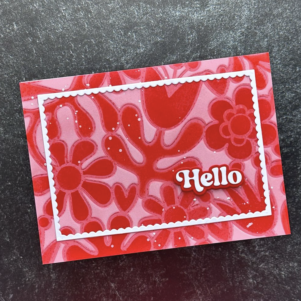 Concord & 9th Kristina Werner A6 Detailed Frames Die Set kw1315 hello red and pink flowers