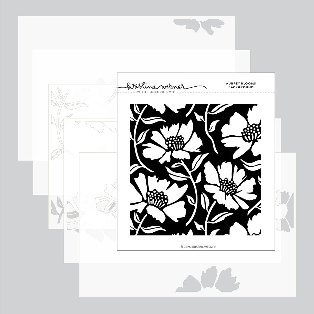 Concord & 9th Kristina Werner Aubrey Blooms Background Stamp and Stencils Bundle