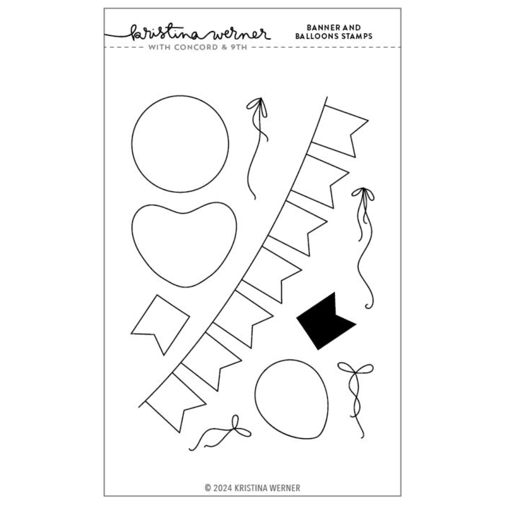 Concord & 9th Kristina Werner Banner and Balloons Clear Stamp Set kw1043