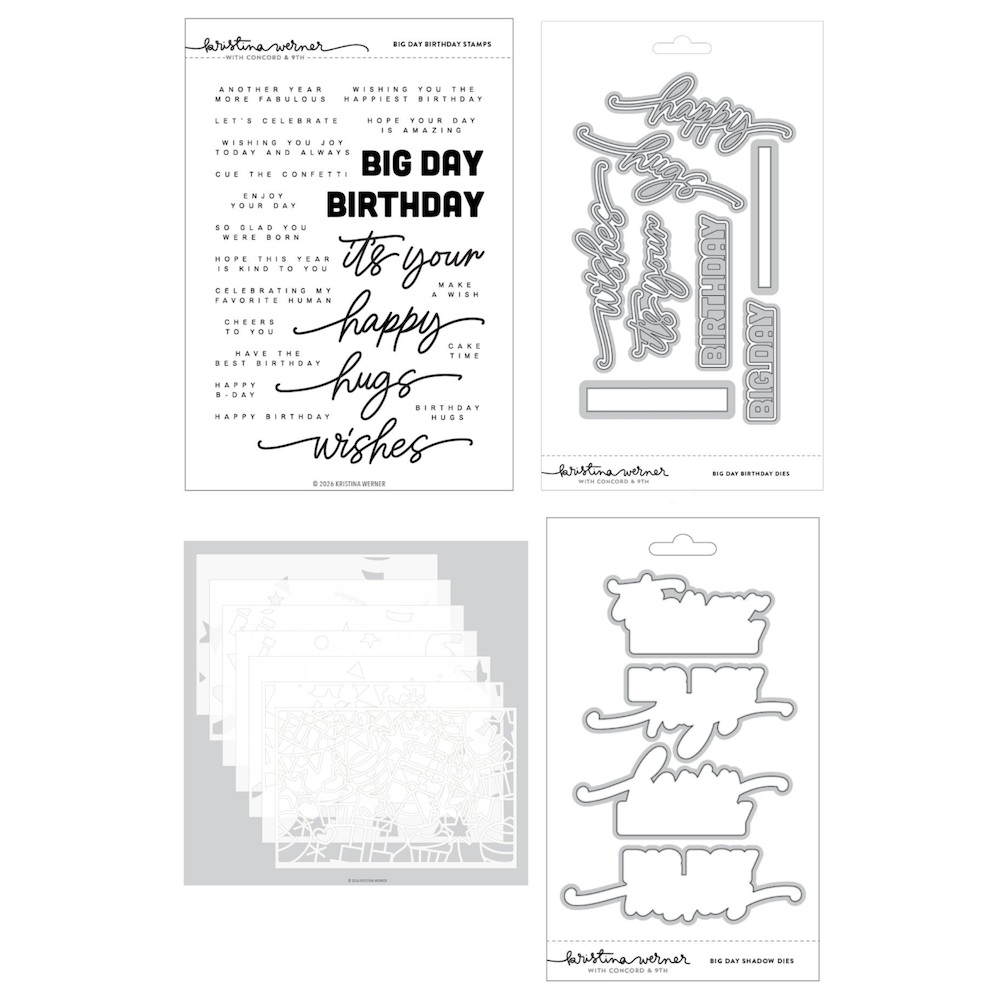 Concord & 9th Kristina Werner Big Day Stamps Dies and Stencils Bundle