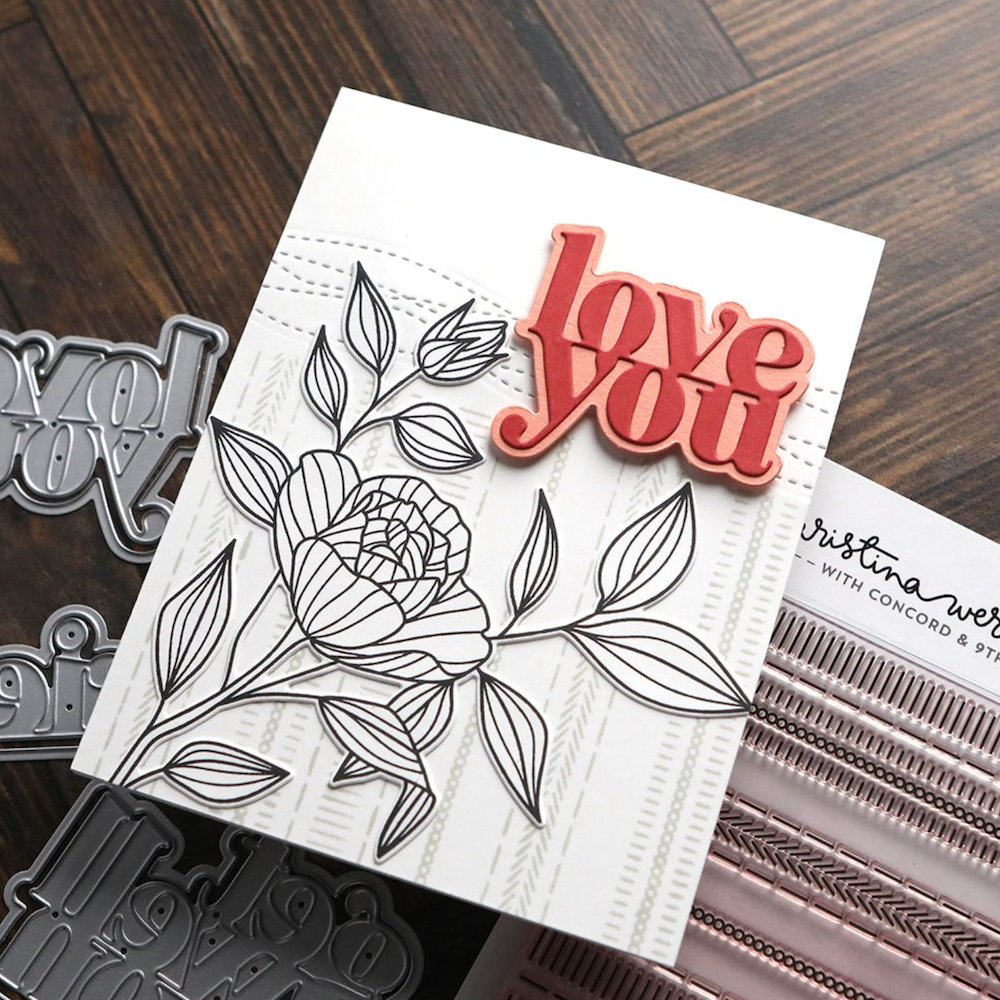 Concord & 9th Kristina Werner Big Type Greetings 2 Die Set kw1128 love