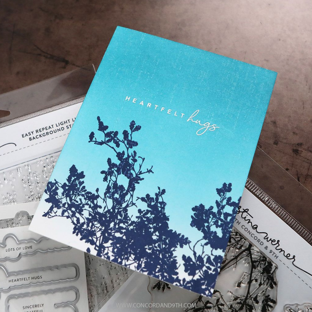 Concord & 9th Kristina Werner Calm Canopy Clear Stamp Set kw1330 heartfelt hugs