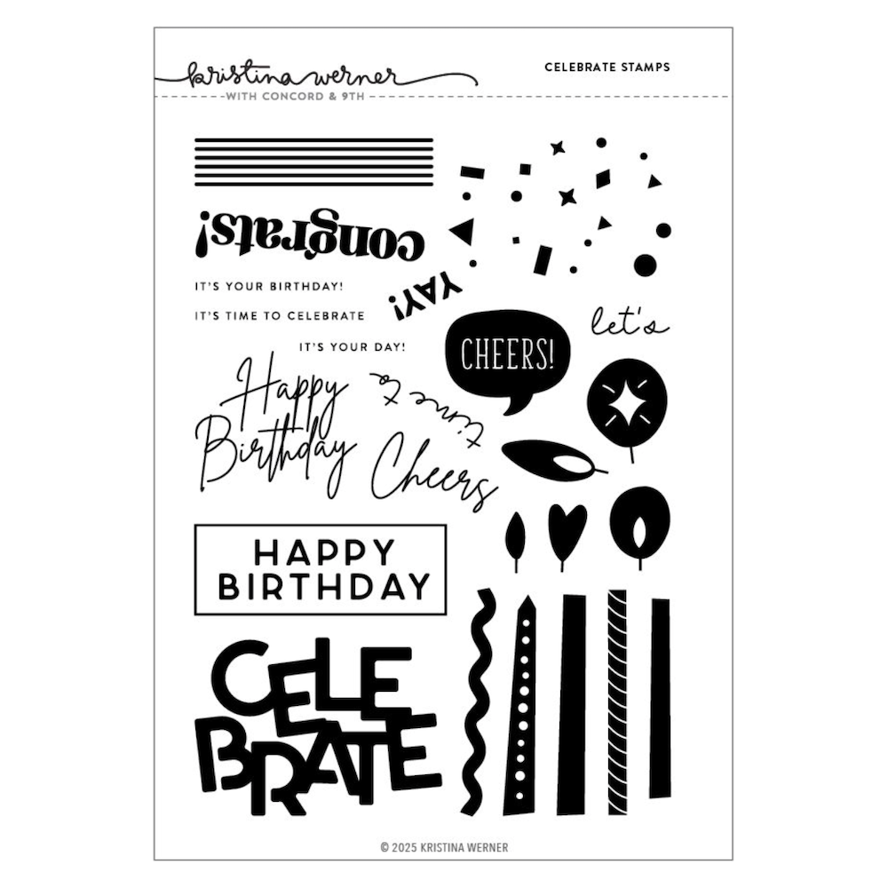 Concord & 9th Kristina Werner Celebrate Clear Stamp Set kw1121