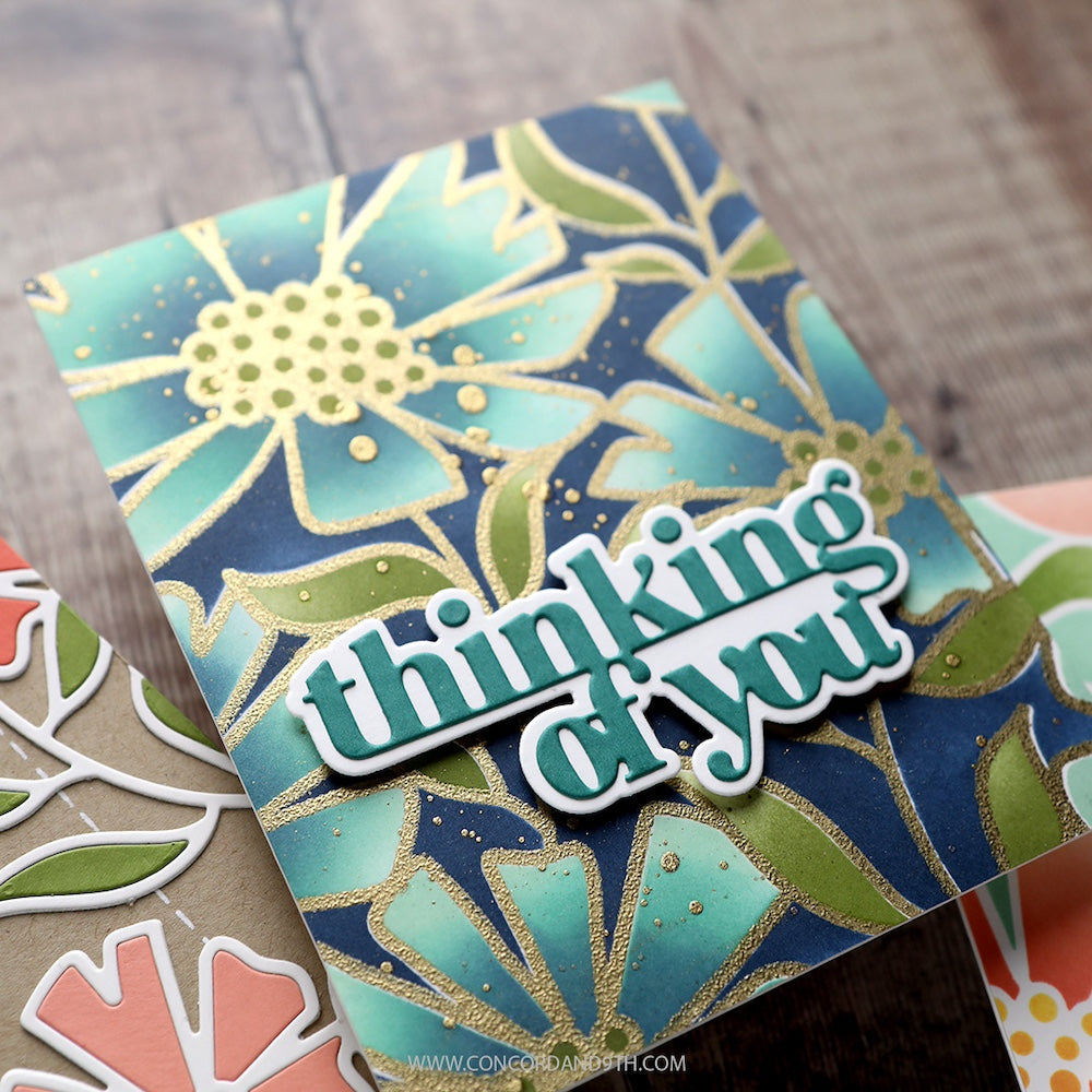 Concord & 9th Kristina Werner Cheerful Flowers Background Clear Stamp Set kw1054 think