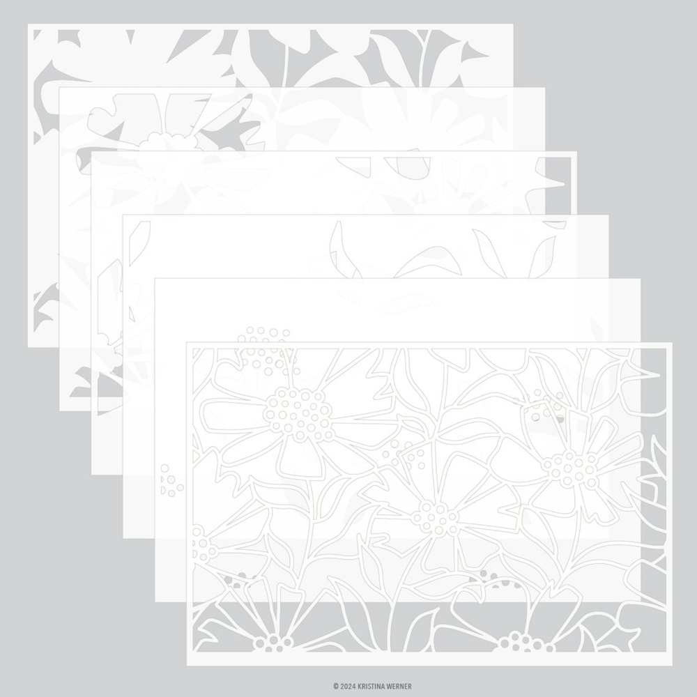 Concord & 9th Kristina Werner Cheerful Flowers Stencil Set kw1055