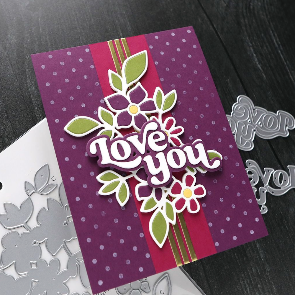 Concord & 9th Kristina Werner Daphne's Flowers Inlay Die  kw1250 love