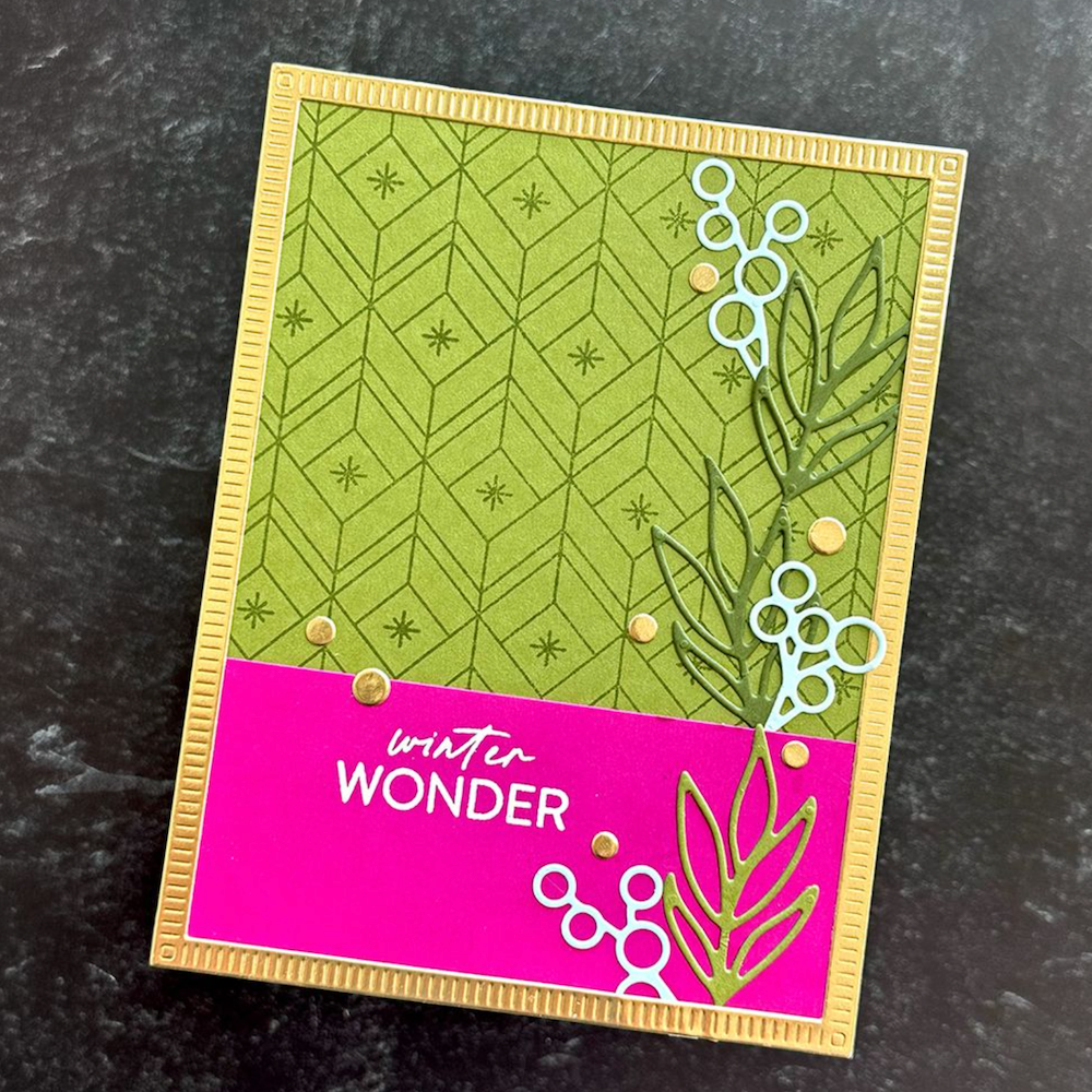 Concord & 9th Kristina Werner Easy Repeat Glisten Background Stamp kw1366 pink and green