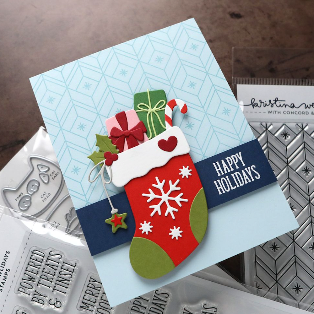Concord & 9th Kristina Werner Easy Repeat Glisten Background Stamp kw1366 stocking