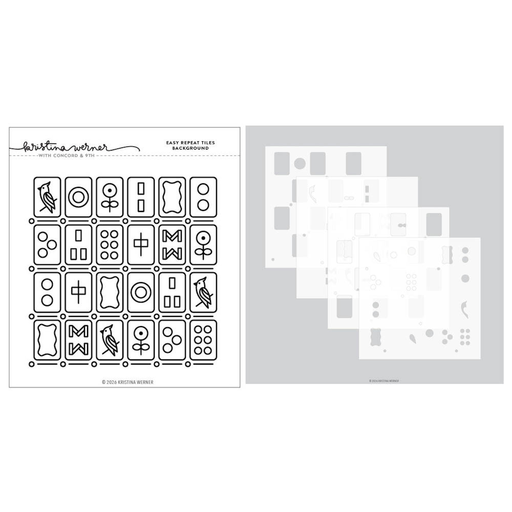 Concord & 9th Kristina Werner Easy Repeat Tiles Background Stamps and Stencils Bundle