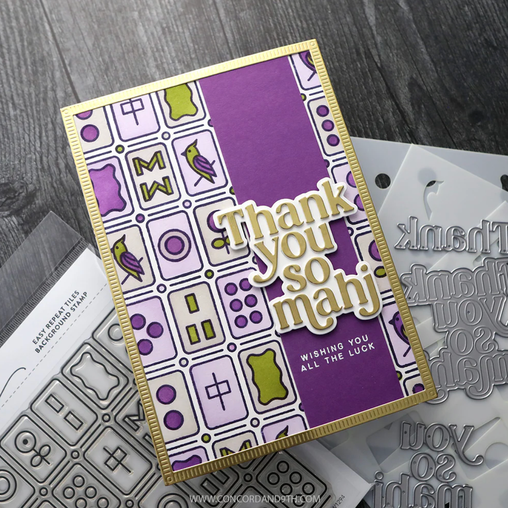Concord & 9th Kristina Werner Easy Repeat Tiles Background Stamps and Stencils Bundle thank