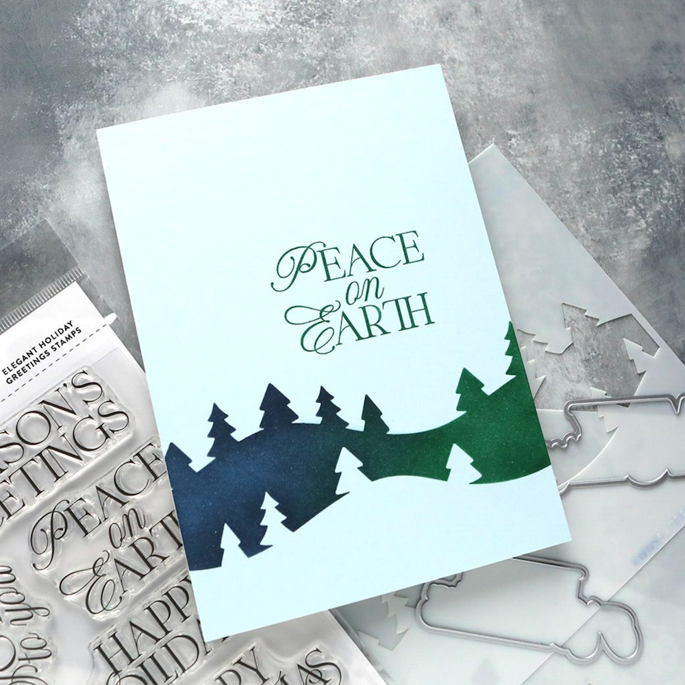 Concord & 9th Kristina Werner Elegant Holiday Greetings Clear Stamp Set kw1184 earth