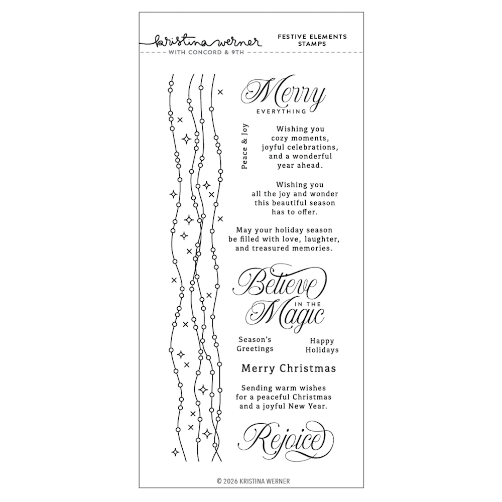 Concord & 9th Kristina Werner Festive Elements Clear Stamp Set kw1357