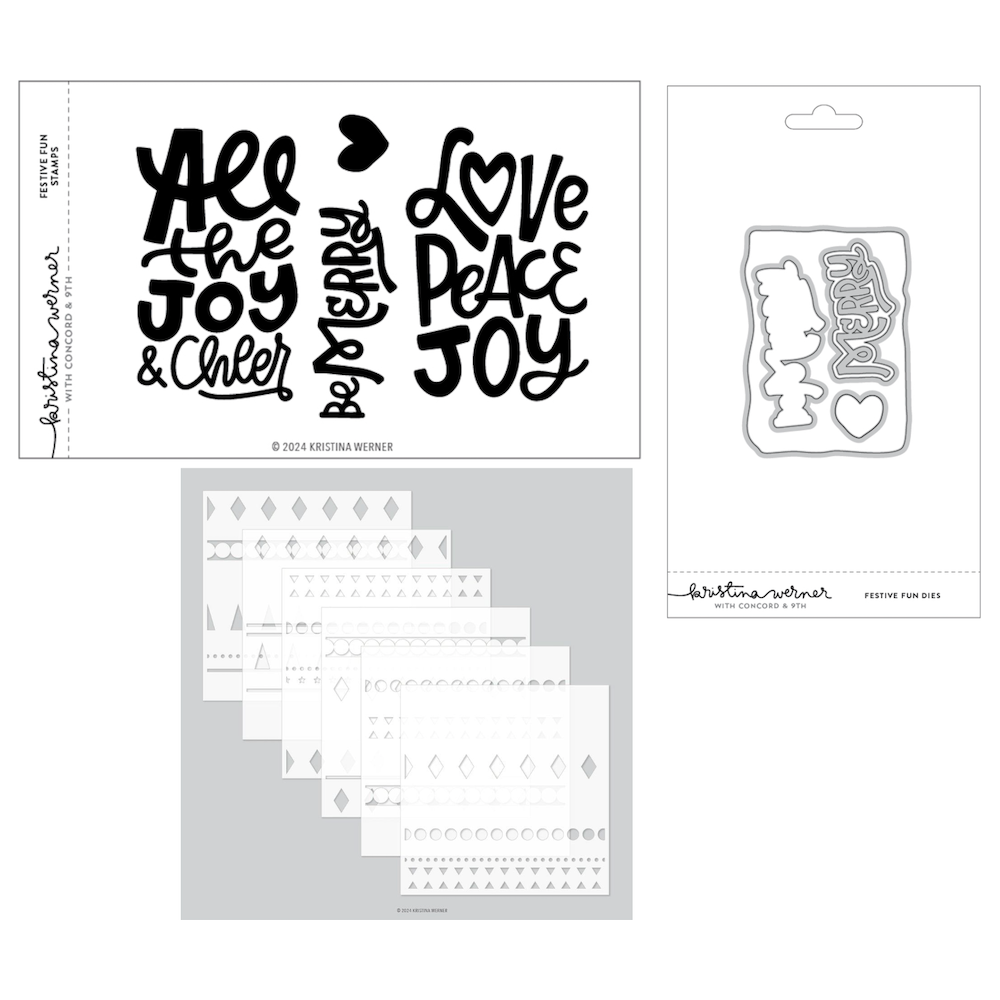 Concord & 9th Kristina Werner Festive Fun Stamp Stencil and Die Bundle