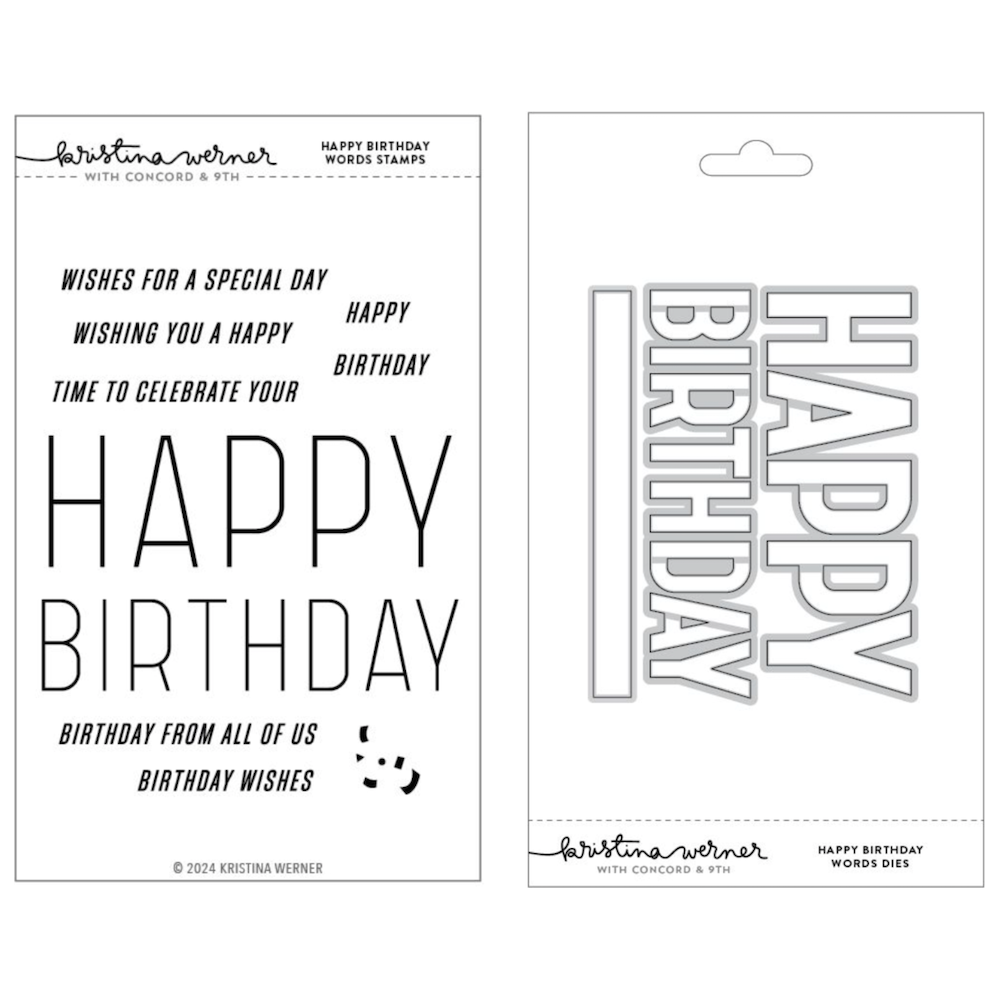 Concord & 9th Kristina Werner Happy Birthday Words Stamp and Die Bundle
