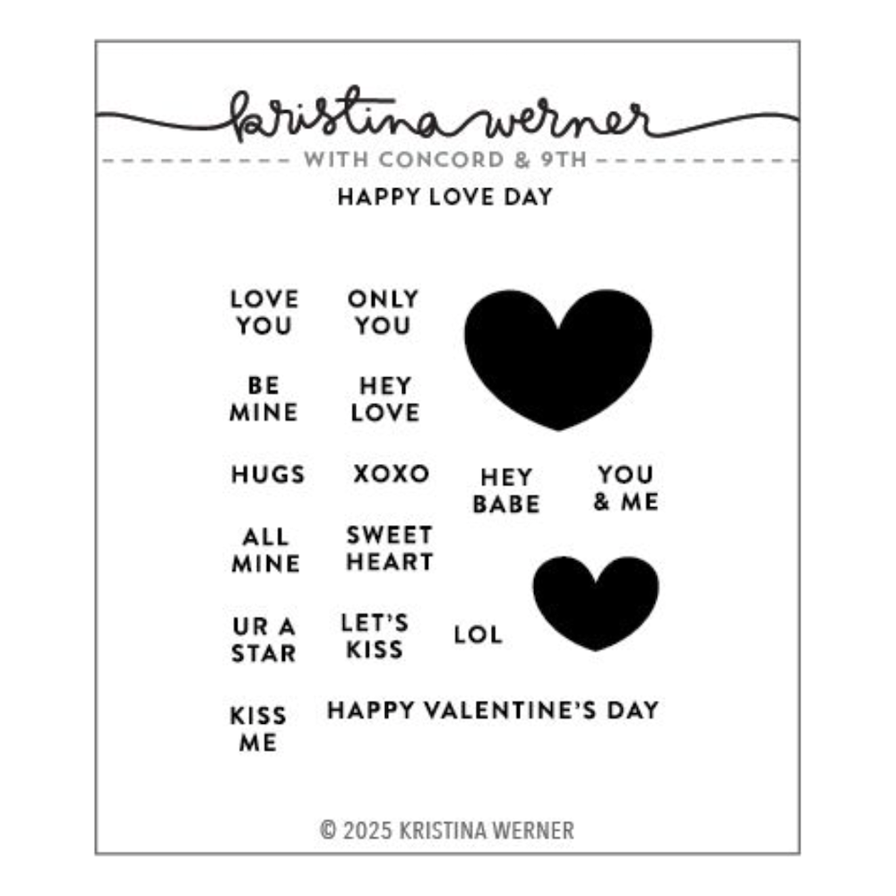 Concord & 9th Kristina Werner Happy Love Day Clear Stamp Set kw1065