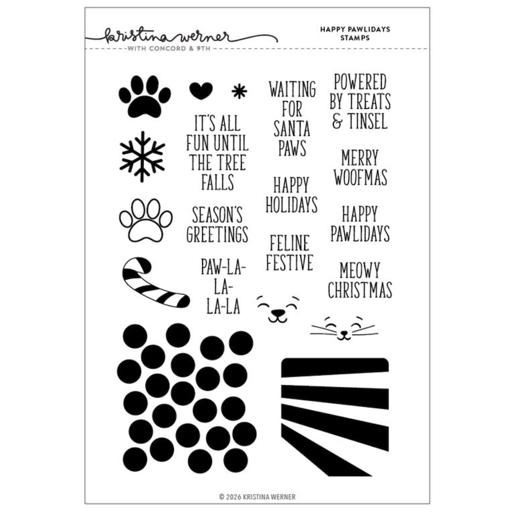 Concord & 9th Kristina Werner Happy Pawlidays Clear Stamp Set kw1368