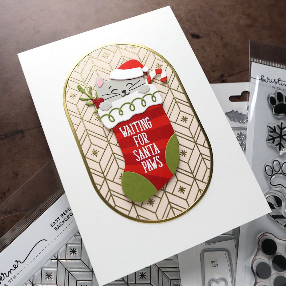 Concord & 9th Kristina Werner Happy Pawlidays Clear Stamp Set kw1368 santa paws