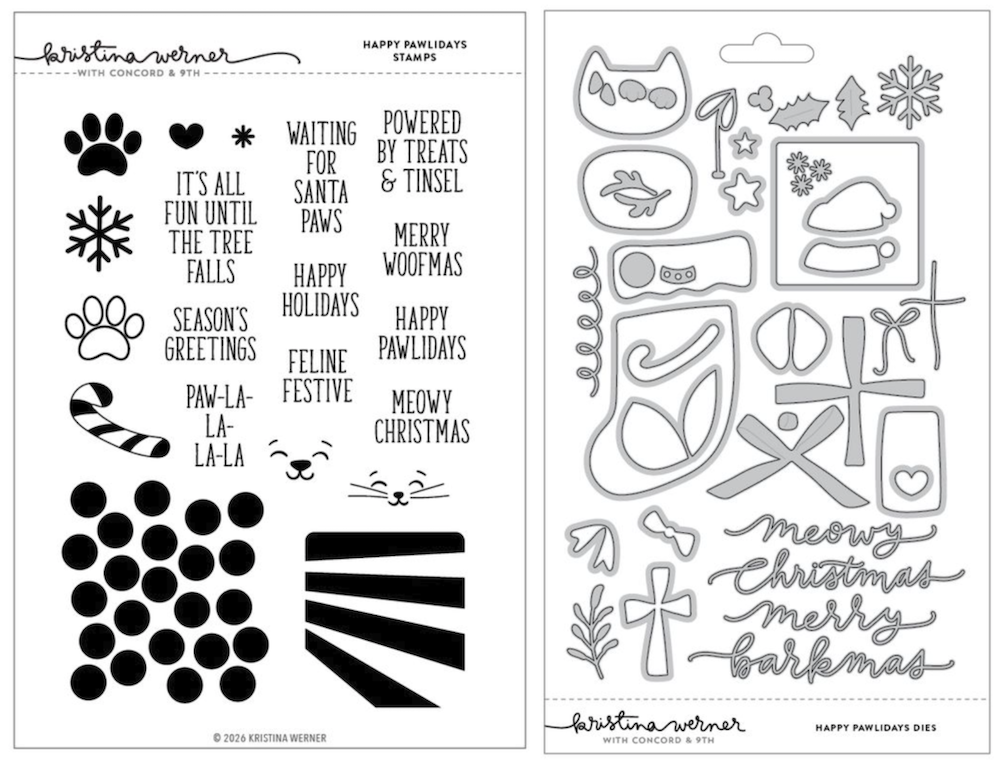 Concord & 9th Kristina Werner Happy Pawlidays Stamps and Dies Bundle