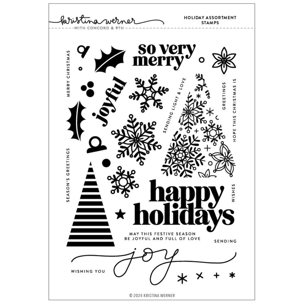 Concord & 9th Kristina Werner Holiday Assortment Clear Stamp Set kw1011