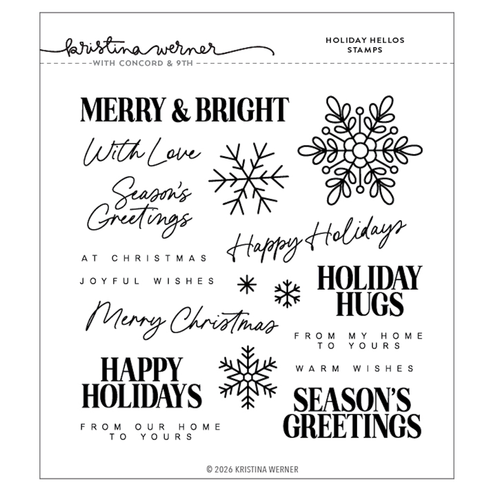 Concord & 9th Kristina Werner Holiday Hellos Clear Stamp Set kw1363