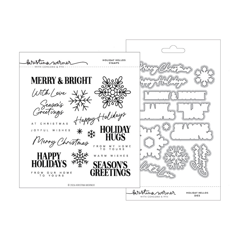 Concord & 9th Kristina Werner Holiday Hellos Stamps and Dies Bundle
