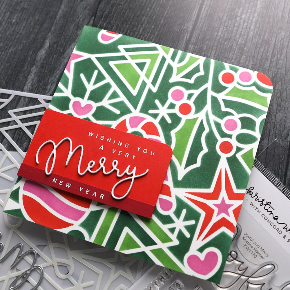Concord & 9th Kristina Werner Joyful and Merry Clear Stamp Set kw1170 wishing