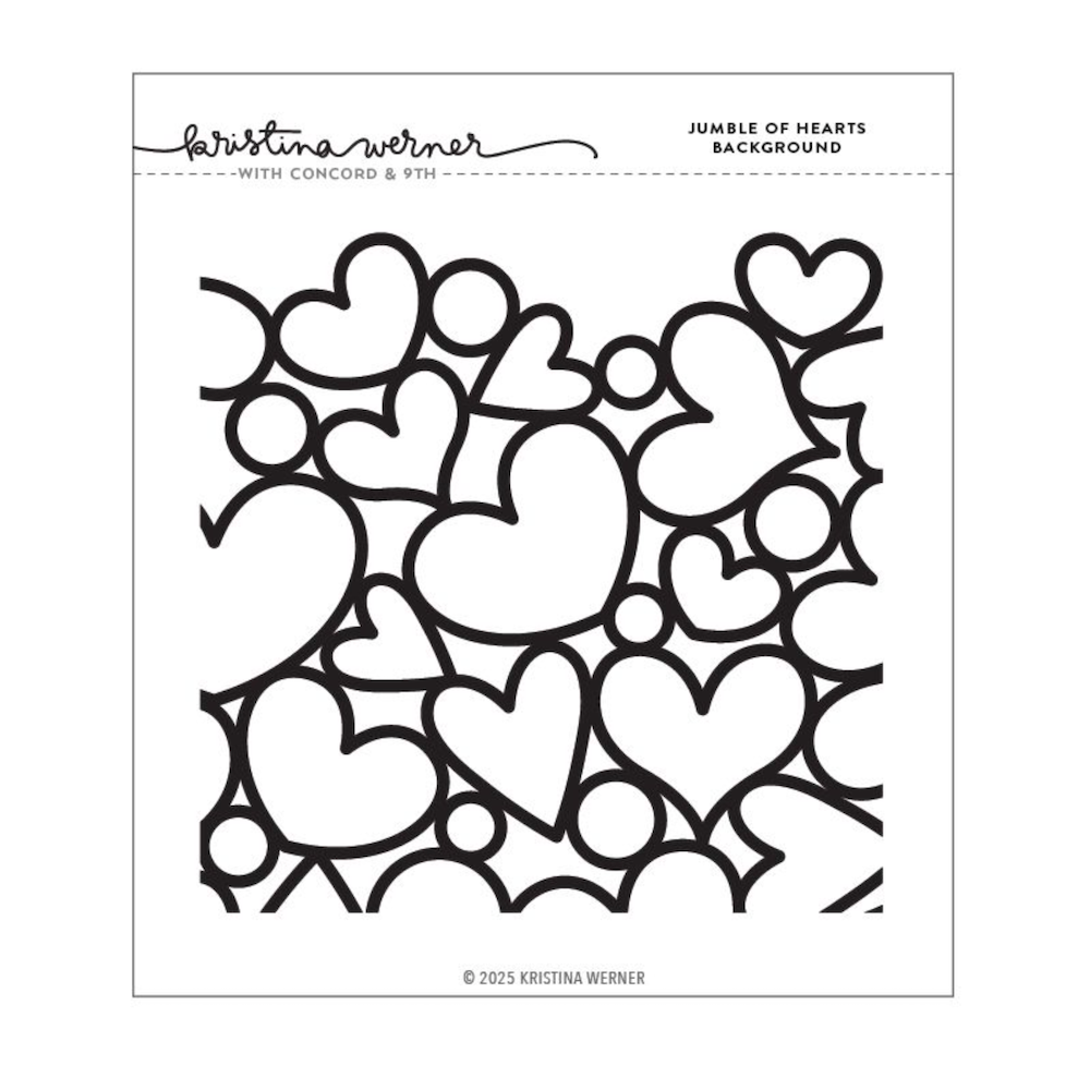 Concord & 9th Kristina Werner Jumble of Hearts Background Stamp kw1236