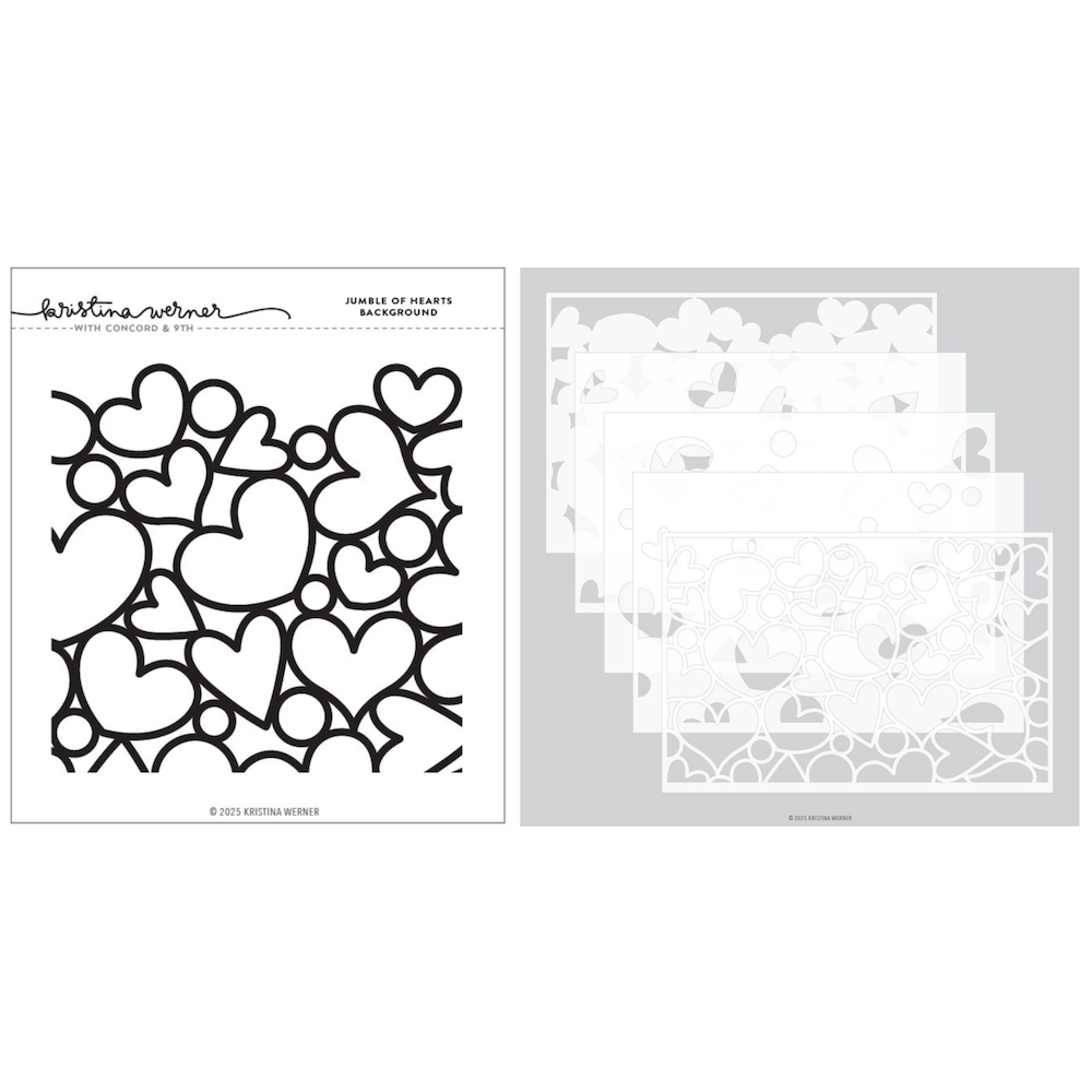 Concord & 9th Kristina Werner Jumble of Hearts Stamp and Stencil Bundle