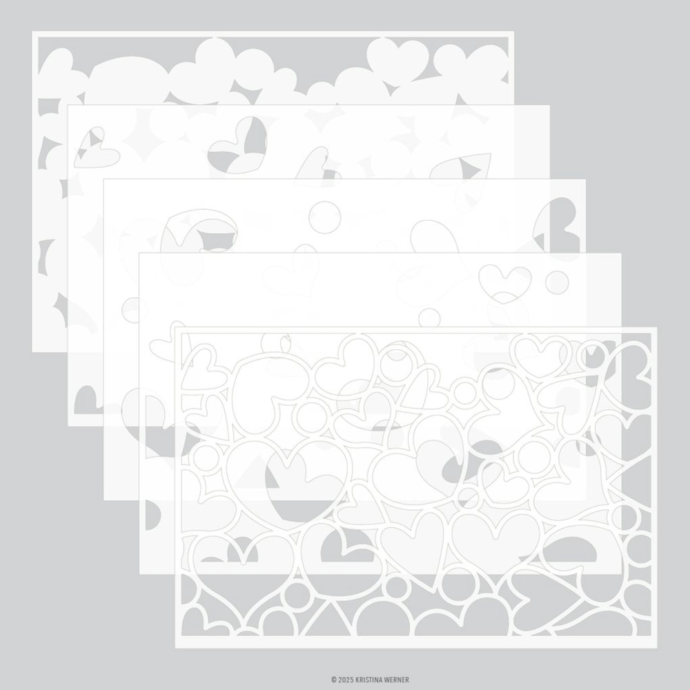 Concord & 9th Kristina Werner Jumble of Hearts Stencil Set kw1237