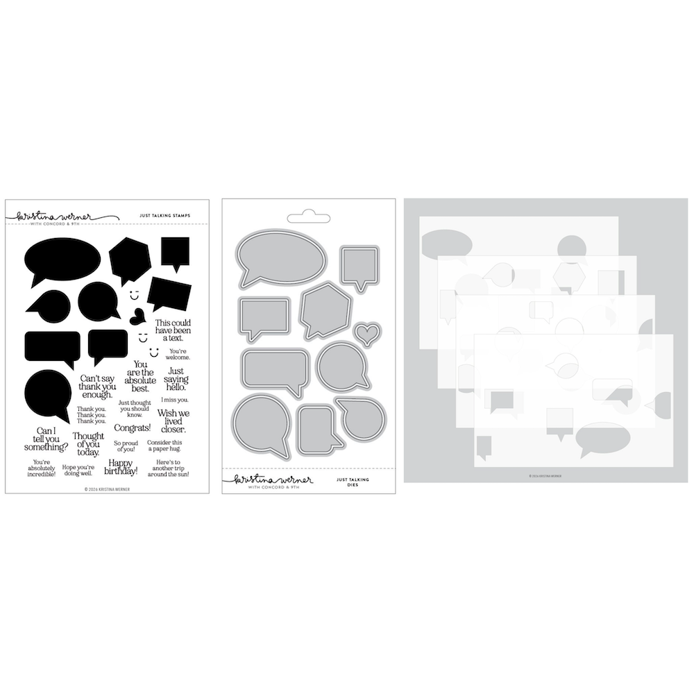 Concord & 9th Kristina Werner Just Talking Stamp Die and Stencil Bundle