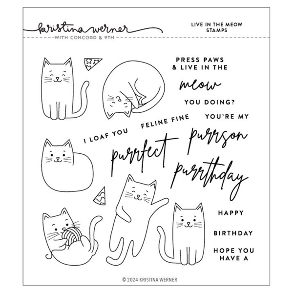 Concord & 9th Kristina Werner Live in the Meow Clear Stamp Set