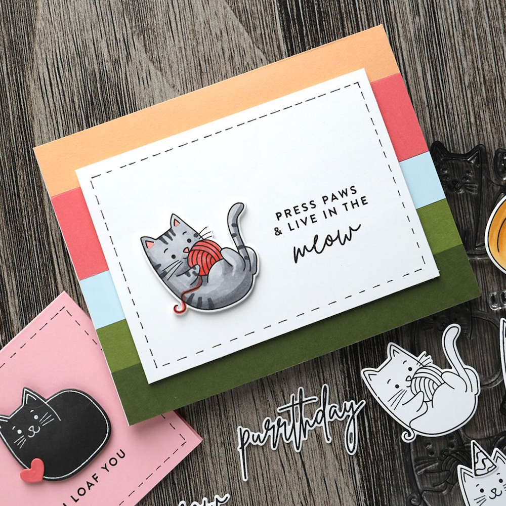 Concord & 9th Kristina Werner Live in the Meow Clear Stamp Set kw1037 paws