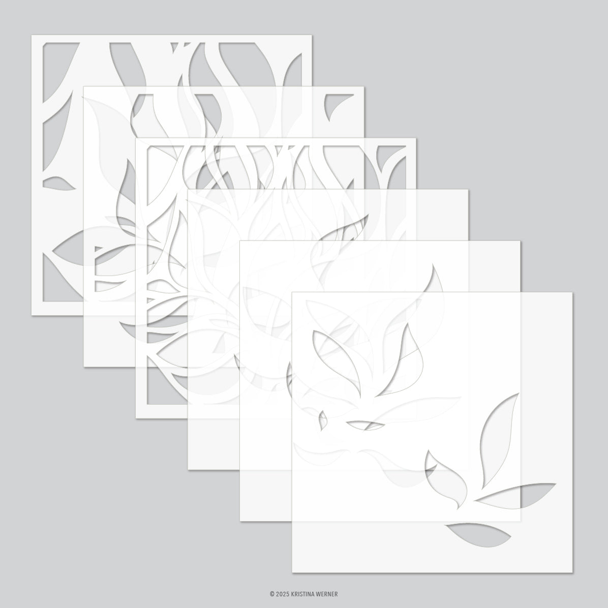 Concord & 9th Kristina Werner Long Line Leaves Stencil Set kw1113