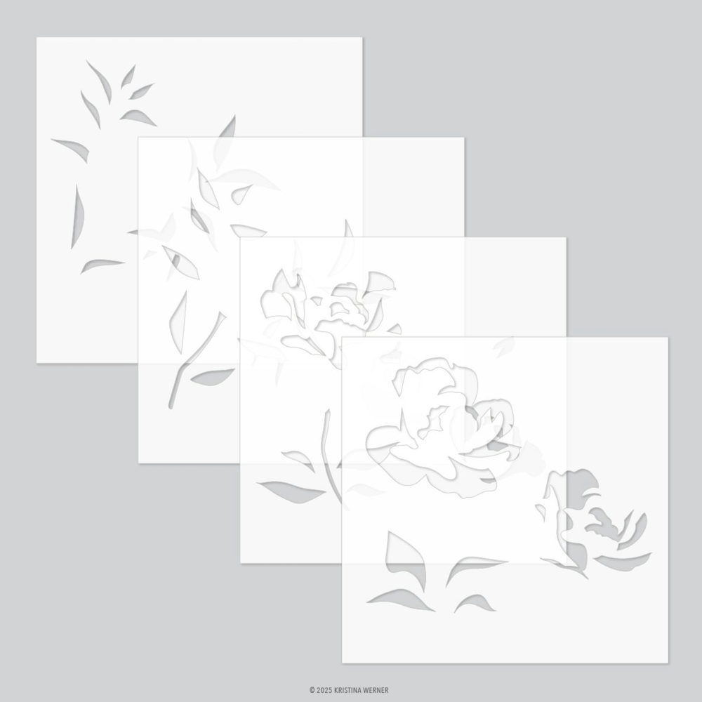 Concord & 9th Kristina Werner Long Line Roses Stencil Set kw1134